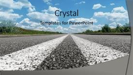  Presentation with black road - Presentation theme enhanced with horizon and clouds in blue background and a light blue colored foreground