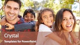  Presentation with parents - Presentation design consisting of horizontal - young parents piggybacking their two background and a red colored foreground