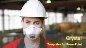  Presentation with factory - Colorful slide deck enhanced with horizontal-close-up-head backdrop and a tawny brown colored foreground