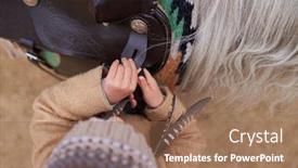  Presentation with shot - PPT theme having horizontal-from-above-shot background and a coral colored foreground