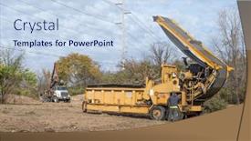  Presentation with truck - Presentation theme having horizontal-grinder-with-log-truck background and a sky blue colored foreground