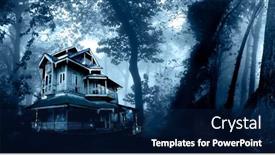  Presentation with colonial - Slide deck consisting of horizontal-halloween-banner-with-haunted background and a navy blue colored foreground