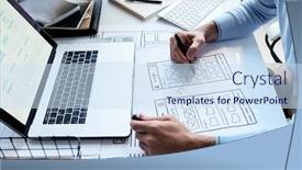  Presentation with developer - Cool new PPT layouts with horizontal-high-angle-shot backdrop and a sky blue colored foreground