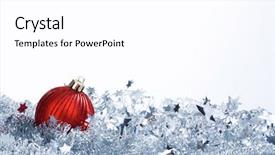  Presentation with red leather cricket ball hitting - Slides having horizontal image christmas red ball background and a white colored foreground