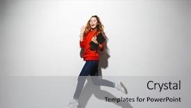  Presentation with red and gray - Beautiful PPT layouts featuring horizontal image of adorable woman backdrop and a light gray colored foreground