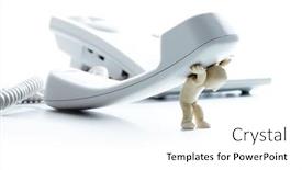  Presentation with telephone - Cool new slides with horizontal image of assistant carrying telephone backdrop and a white colored foreground