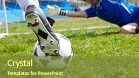  Presentation with soccer - PPT theme enhanced with horizontal image of soccer ball background and a tawny brown colored foreground