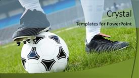  Presentation with soccer - Amazing slides having horizontal image of soccer ball backdrop and a light blue colored foreground