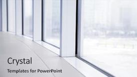  Presentation with windows - Colorful slide set enhanced with horizontal lines - empty light big hall backdrop and a light gray colored foreground