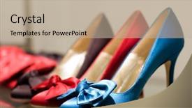  Presentation with shoes - Presentation having horizontal lines - shoes on the store shallow background and a mint green colored foreground