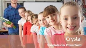 Presentation with dance teacher and children - Beautiful presentation featuring horizontal lines - teacher with line up backdrop and a coral colored foreground