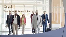  Presentation with international - Audience pleasing theme consisting of horizontal list - international multiethnic businessmen group arrive backdrop and a lemonade colored foreground