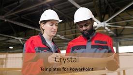  Presentation with working together - Amazing slide deck having horizontal-low-angle-portrait-shot backdrop and a coral colored foreground