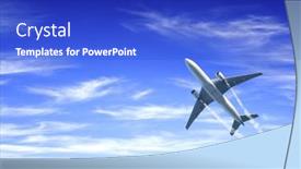  Presentation with jet plane - Slide set having horizontal-nature-background-with-aircraft background and a  colored foreground