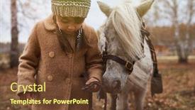  Presentation with horse - Theme featuring horizontal-portrait-of-little-girl background and a tawny brown colored foreground