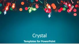  Presentation with blue lights - Colorful PPT theme enhanced with horizontal poster - christmas lights over dark blue backdrop and a gray colored foreground