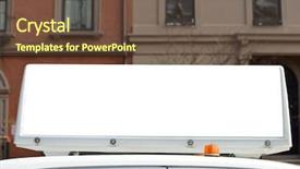  Presentation with advertising risk - Audience pleasing slide set consisting of horizontal poster - taxi advertising closeup backdrop and a tawny brown colored foreground