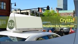  Presentation with advertising - Amazing slides having horizontal poster - taxi top advertising backdrop and a tawny brown colored foreground