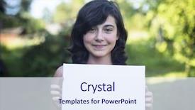  Presentation with white sheet - Cool new presentation with horizontal poster - young girl holding clean white backdrop and a sky blue colored foreground