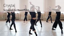  Presentation with movements - Beautiful PPT theme featuring horizontal-shot-of-contemporary-dance backdrop and a light gray colored foreground