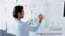  Presentation with paper making - Cool new theme with horizontal-shot-of-handsome-young backdrop and a light blue colored foreground