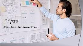 Presentation with project - PPT theme with horizontal-shot-of-it-specialist background and a light gray colored foreground