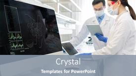 Presentation with coats - PPT theme enhanced with horizontal-shot-of-two-scientists background and a gray colored foreground