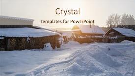  Presentation with russia - Presentation featuring horizontal stripes - snowy winter village outdoors background and a cream colored foreground