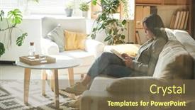  Presentation with internet surfing - PPT theme consisting of horizontal-through-glass-shot background and a violet colored foreground