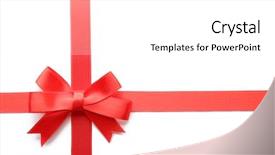  Presentation with white red employees - Slide set featuring horizontal vertical lines - red bow and ribbons isolated background and a  colored foreground