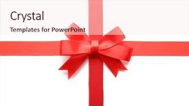  Presentation with red and white - Beautiful presentation featuring horizontal vertical lines - red bow and ribbons isolated backdrop and a sky blue colored foreground