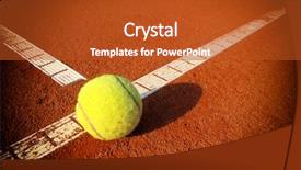  Presentation with copy space - Slide set having horizontal vertical lines - tennis ball on a tennis background and a  colored foreground