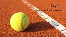  Presentation with vertical - Presentation design enhanced with horizontal vertical lines - tennis ball on a tennis background and a  colored foreground