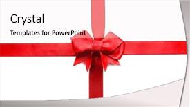  Presentation with white - Slide deck having horizontal vertical lines - two ribbons and bow isolated background and a sky blue colored foreground