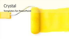  Presentation with painting walls paint roller - Beautiful slide set featuring horizontally viewed yellow painting roller backdrop and a blonde colored foreground