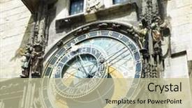  Presentation with town hall - Cool new PPT layouts with horloge-old-town-hall-prague backdrop and a mint green colored foreground