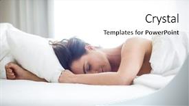  Presentation with sleeping - Amazing PPT theme having hormone - beautiful young woman sleeping backdrop and a white colored foreground