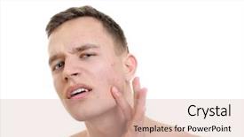  Presentation with hormone - Presentation design enhanced with hormone - handsome young man with problem background and a soft green colored foreground