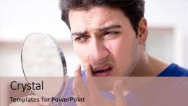  Presentation with hormone - Audience pleasing PPT layouts consisting of hormone - man panicking because of pimples backdrop and a coral colored foreground