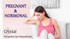  Presentation with headache - Slides enhanced with hormone - pregnant young woman suffering background and a lemonade colored foreground