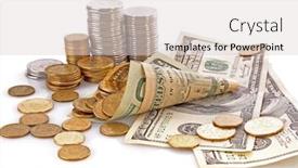  Presentation with dollar - Slide set consisting of horn-from-dollar-with-coins background and a light gray colored foreground