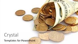  Presentation with dollar - Slides with horn-from-dollar-with-coins background and a white colored foreground