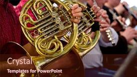  Presentation with golf player playing - Beautiful presentation featuring horn player backdrop and a wine colored foreground