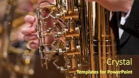  Presentation with concert symphony - Slides with horn-professional-player-with-symphony background and a tawny brown colored foreground