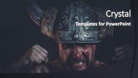  Presentation with aggression - Cool new slide set with horned helmet and war paint backdrop and a tawny brown colored foreground