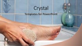  Presentation with pumice - Amazing PPT theme having horny - hand removing callus from feet backdrop and a light blue colored foreground