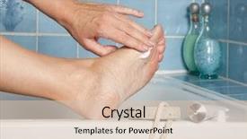  Presentation with black babies hands and feet - Presentation having 3d colored bar graph background and a soft green colored foreground.