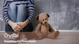  Presentation with toy - Presentation with horphan - little girl sitting with toy background and a tawny brown colored foreground