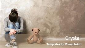  Presentation with toy - Presentation theme with horphan - little girl sitting with toy background and a coral colored foreground