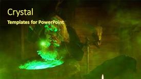  Presentation with magic wand - PPT theme featuring horrible-old-witch-brews-potion background and a wine colored foreground